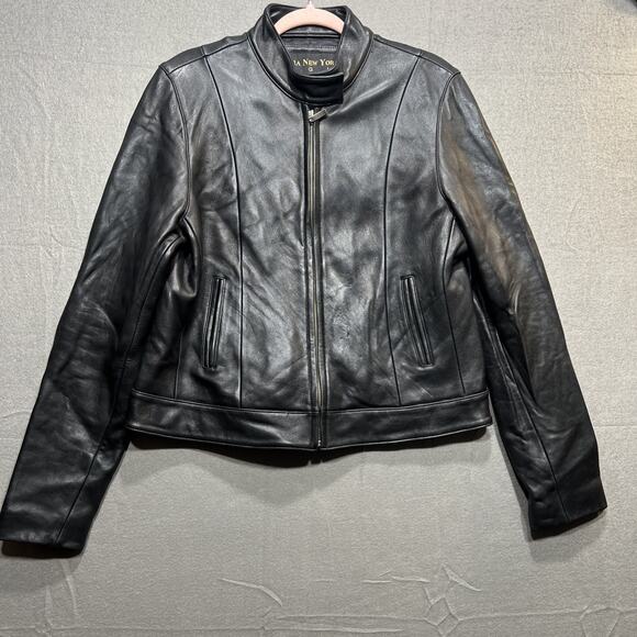 Vintage Y2K Zara Motorcycle Leather Jacket Black Womens Size 2XL Fits Smaller!! - Picture 2 of 15